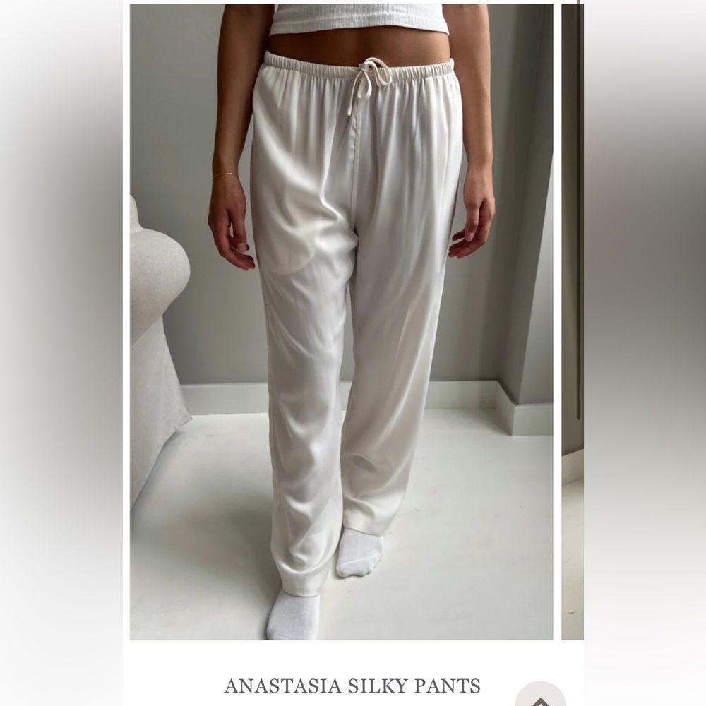 BRAND NWT Brandy Melville Anastasia Silky Pants Ivory White Cream